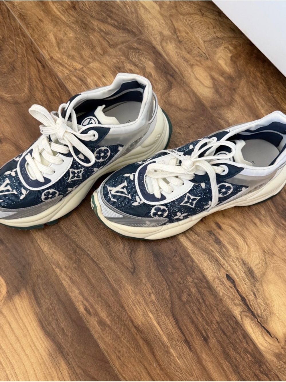 Navy & White Monogram Chunky Sneakers - Picture 4 of 5